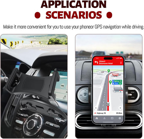 Zpana 360 Car CD Slot Phone Holder, Rotatable Anti-Vibration Sturdy CD Player Vehicles Cellphone Mount, Single-Press