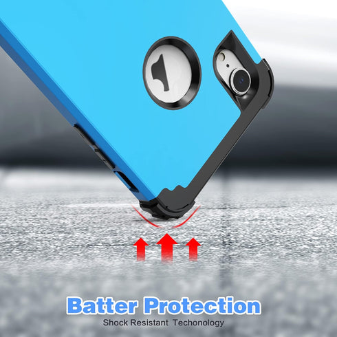 IDweel for iPhone XR Case with Tempered Glass Screen Protector, 3 in 1 Shockproof Slim Hybrid Heavy Duty Case, Sky Blue