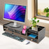 90 TFCFL Desktop Monitor Stand, Multi-Purpose Computer Monitor Booster Stand with Drawer, Adjustable Angle, Black MDF