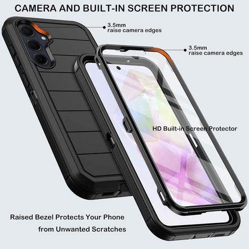 Heavy Duty Shockproof Drop Protection Case for Samsung Galaxy A35 5G with Belt Clip Holster & Built-in Screen Protector