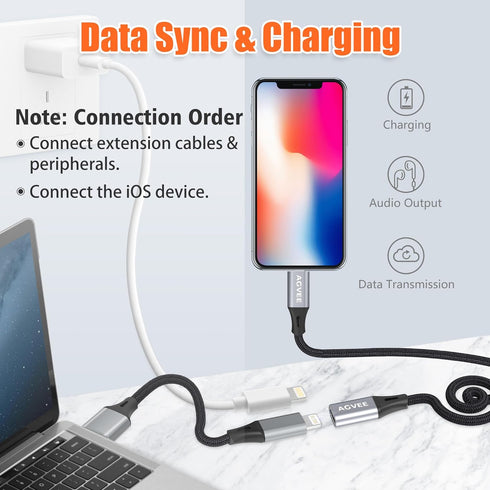 AGVEE [2 Pack 3.3ft Extension Cable Braided Female to Male Lightning Extender Cord Compatible with iPhone Pad Charger,