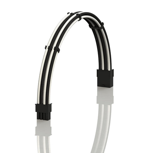 LINKUP AVA 30cm PCI-E 8P(6+2) GPU PSU Power Supply Braided Sleeved Custom Mod PC Extension Cable, 300mm - WhiteBlack