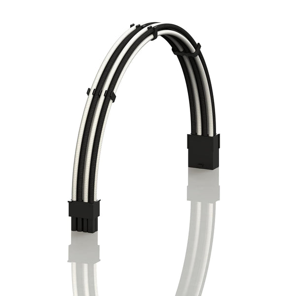 LINKUP AVA 30cm PCI-E 8P(6+2) GPU PSU Power Supply Braided Sleeved Custom Mod PC Extension Cable, 300mm - WhiteBlack