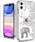 LUHOURI Designed for iPhone 11 Case with Screen Protector, Crystal Acrylic Clear Slim Fit Floral Cover
