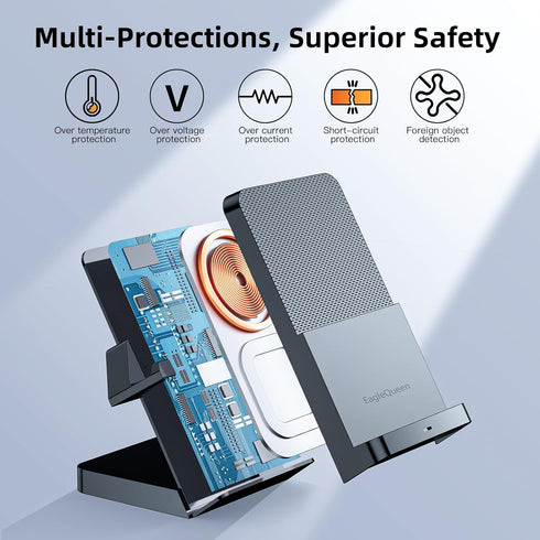 Wireless Charger, 15W Fast Wireless Charging Stand for iPhone 15/14/13/12/11/XR/XS/8, Samsung Galaxy S23/S22/S21/S20