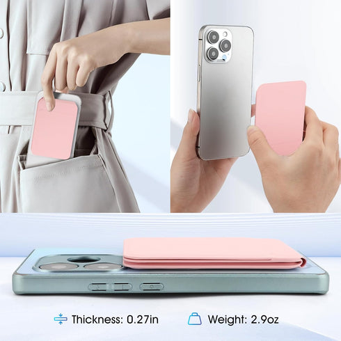 Gugxiom 16/15/14/13/12(Pink) Phone Stand, Foldable Magnetic Phone Tripod, Angle Adjustment & Strong Magnets PU Leather