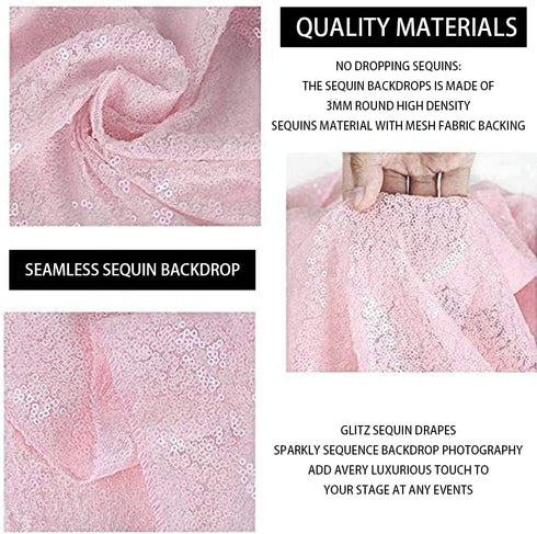 Pink Sequin Backdrop Curtains 2 Panels, 4FTx8FT Glitter Pink Photo Drapes for Party, Wedding, Baby Shower