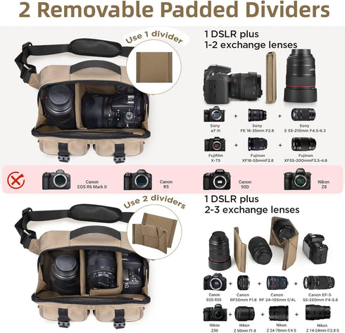 TAAOKA Camera Sling Bag,DSLR Camera Bag with Tripod Holder,Waterproof Camera Shoulder Crossbody Bag