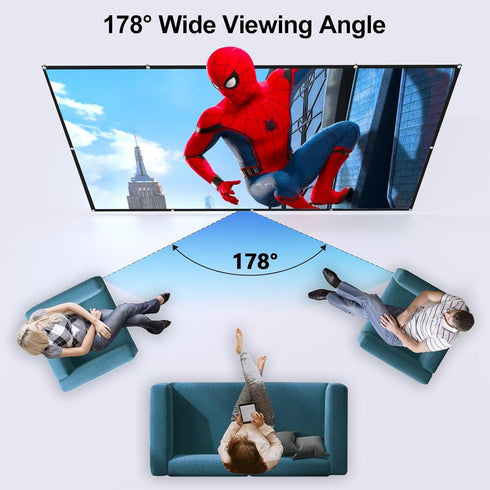 FUDONI 100 inch, 16:9 Projector Screen Double Sided Outdoor Movie Screen Foldable Washable, Portable Projector Screen