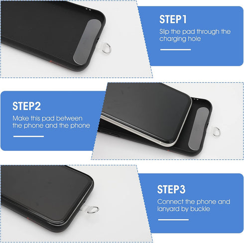 Phone Lanyard Patch Pad, 6Pcs Universal Phone Tether Tab Connector with Metal Ring for Cellphones Safety Drop