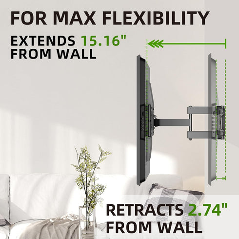 USX MOUNT Full Motion TV Mount for 37-86 Inch Flat Screen, Dual Articulating Arms, Max VESA 600x400mm