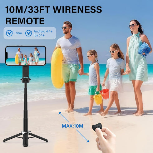 NKDFRI 4-in-1 360 (1PC) Opticnock Magnetic Selfie Stick for iPhone/Android - Rotatable, Extendable with Wireless Remote