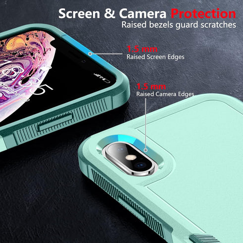 SPIDERCASE iPhone Xs Max Case, Light Green, with 10 FT Military Grade Drop Protection & 2 pcs Tempered Glass Protector