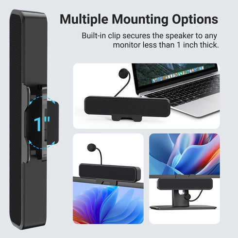 INGA Computer Speakers with Detachable Mic, Plug and Play Desktop Speakers, One-Touch Mute Microphone, Stereo & Bass