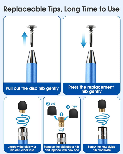 AUZOSL 2-in-1 Stylus Pen for Touchscreen, High Precision & Sensitivity Stylus Pen for iPad/iPhone/Android Tablets