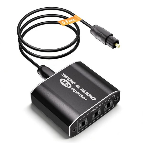 Optical Audio Splitter 1x3, Toslink Digital SPDIF Splitter 1 in 3 Out