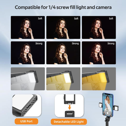 UTEBIT 40" 3 All-in-1, Selfie Stick Tripod for iPhone, Lightweight Phone Tripod Stand with Light & Bluetooth Remote