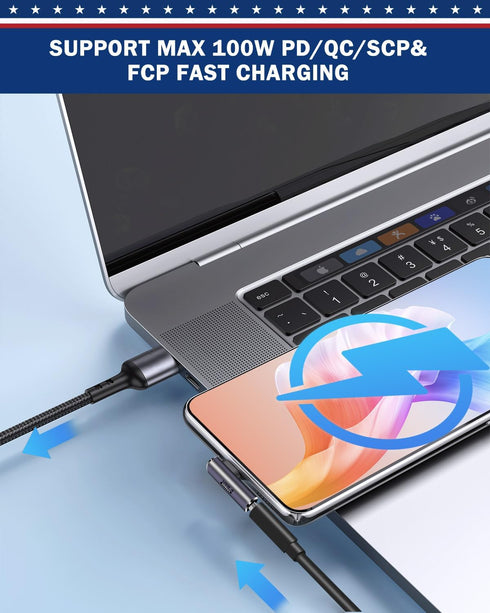 90 Degree Right Angle USB C Adapter 40Gbps Data Transfer USB 4.0/Thunderbolt 4 Type C Male to Female Connector Extender for Mobile Phone, Switch, Steam Deck, Tablet, Laptop (2 Pack)
