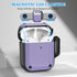 RFUNGUANGO Military Grade Anti-Fall AirPods Case Cover, Soft TPU Shock-Absorbing with Keychain and Cleaning Kit - Purple