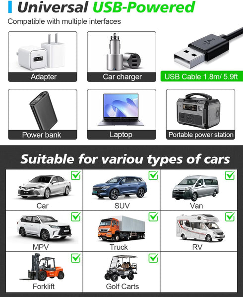 3 360 Poraxy Car Fans for Backseat Kids, Dual Head Car Fans that Blow Cold Air, Cooling USB Back Seat Speed Degree