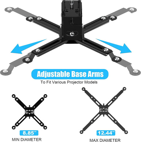 Universal Black Projector Ceiling Mount, Extendable Stand Bracket Wall Mount for Most Projectors