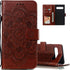 LEECOCO Mandala Brown Case for Galaxy S10e, Luxury PU Leather Flip Wallet with Magnetic Stand & Card Slot