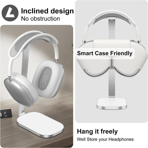 Headphone Stand for AirPods Max, Heavy Base Desk Stand with Aluminum Supporting Rod for All Headphones - Silver