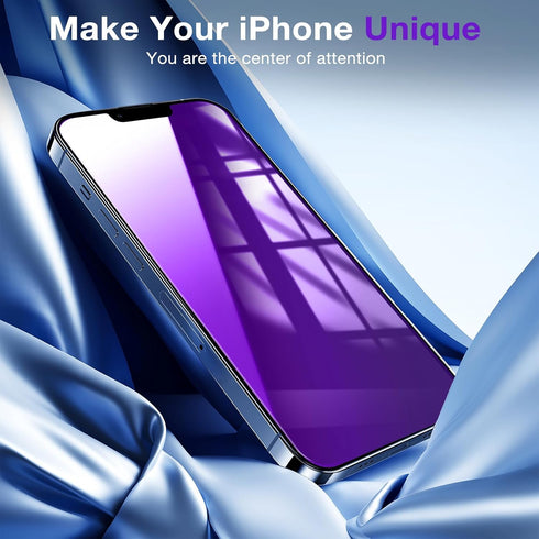 2 Pack iPhone 13 Pro Max Privacy Screen Protector, Anti Spy Anti Blue Light Tempered Glass Film for iPhone 14 Plus Screen Protector 6.7 Inch, Touch Sensitivity Bubble Free Stylish Purple