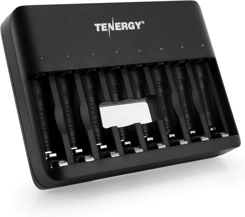 Tenergy TN477U 8-Bay Fast Charger for AA/AAA Ni-MH/NICD Rechargeable Batteries with Micro USB