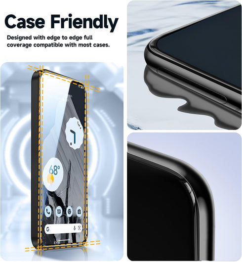MAGIC JOHN Tempered Glass Screen Protector for Google Pixel 8 Pro - 2 Pack, HD Clear, Bubble Free, Easy Install, Auto