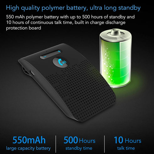 SP09 Handsfree Bluetooth Speaker for Cell Phone, Wireless Car Speakerphone with Visor Clip, 10 Hours Talk