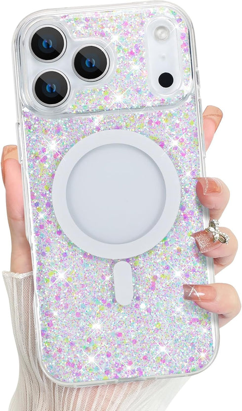 Bonoma for iPhone 17 Pro Max Case 2025 Sparkly Glitter Bling Back, Magnetic