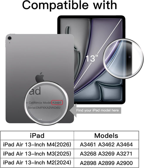 13-Inch M4/M3/M2 (2026/2025/2024), 9H 2-Pack JETech Screen Protector for iPad Air Tempered Glass Film, HD Clear