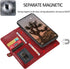 Asuwish Wallet Detachable Cover for Samsung Galaxy S23 Ultra 5G, Leather Flip Credit Card Holder with Magnetic Back, Red