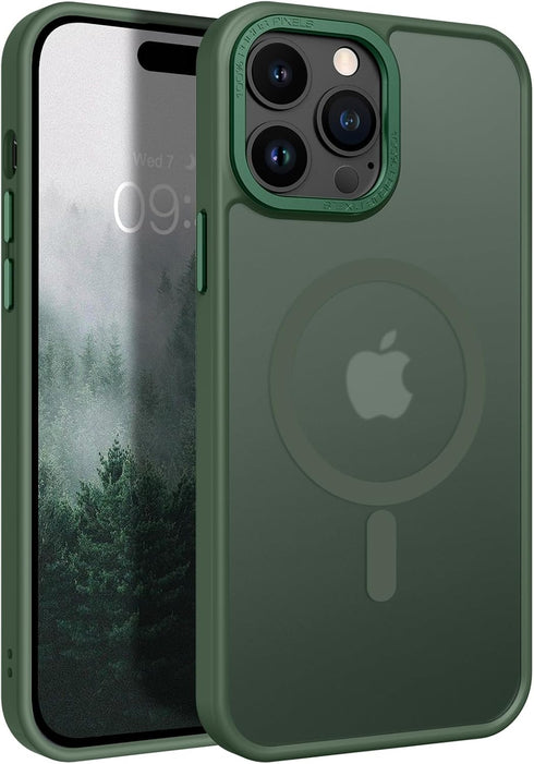 BENTOBEN iPhone 14 Pro Case - Dark Green, Slim Shockproof, Translucent Matte, Compatible with MagSafe, for Men & Women.