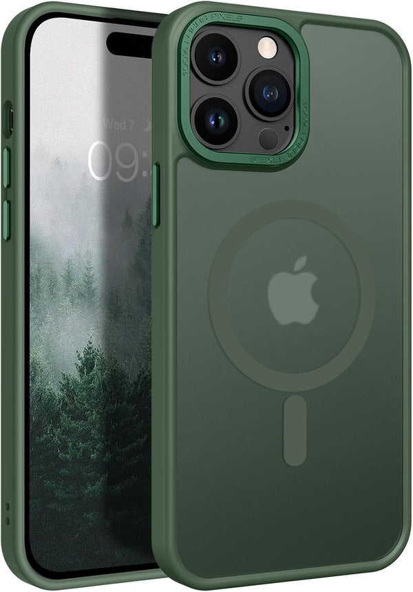 BENTOBEN iPhone 14 Pro Case - Dark Green, Slim Shockproof, Translucent Matte, Compatible with MagSafe, for Men & Women.