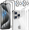 6 in 1 Screen Protector for iPhone 15 Pro Max, 2 Pack Back Protector, Camera Lens Protector, 9H Hardness