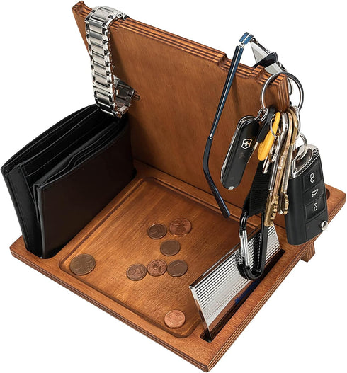 Wooden docking station - Wallet stand - Watch Organizer - Mens Christmas Birthday Gift for Men Him - Fathers Day