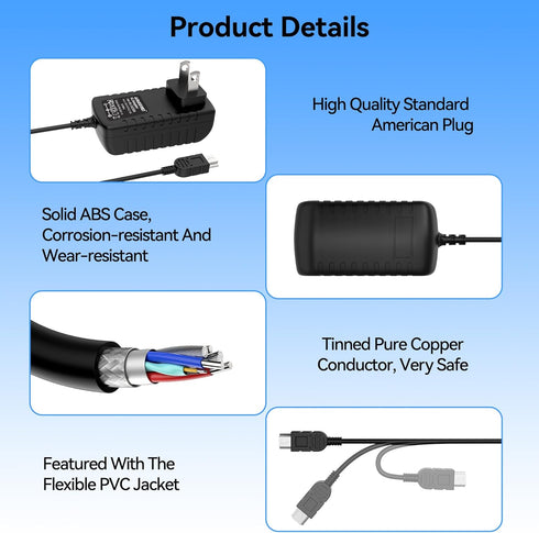 XMHEIRD AD17 H1, H2n, H5, H6, Q2HD, Q4, Q8 R8 AC/DC Adapter for Zoom and Recorders Power Supply Cord Cable PS Charger
