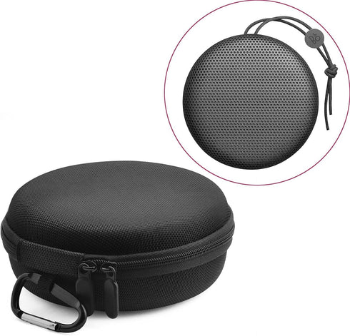 Portable Bluetooth Speaker Bag, Full Storage Case for A1 with Carabiner for Outdoor Activities (Black)
