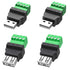 4Packs USB 2.0 Type A Male/Female to 4 Pin Screw Terminal Block Connector, Portable Pluggable Type Adapter