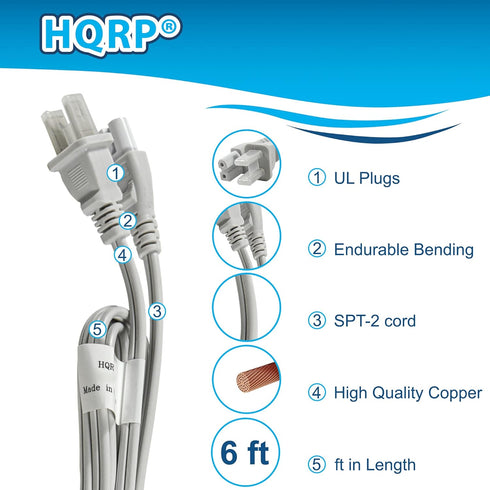 HQRP 6ft DVR-810H, EFX-1000, HTD330DV, HTZ7, HTZ830DV, HTZ940DV AC Power Cord Long Compatible with Pioneer