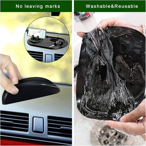 Multifunction Car Anti-Slip Mat Phone Holder, Rotatable Dashboard Cell Phone Holder for Phones, Keys, Gadgets