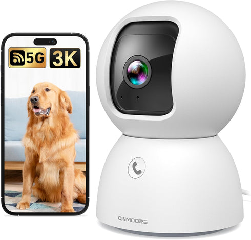 CINMOORE 5G Pet Camera Indoor with Phone App, 3K Cat Dog Cameras with