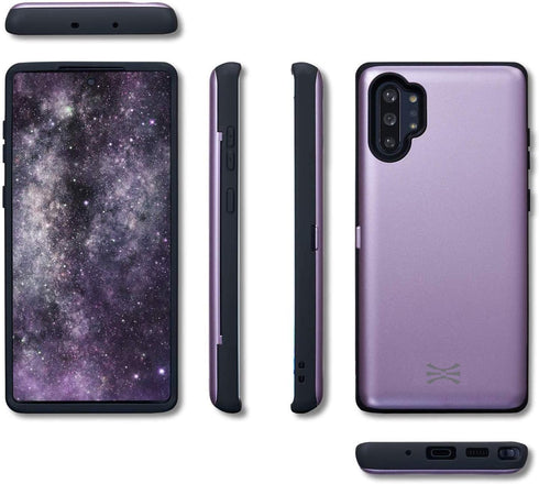 TORU CX PRO Case for Galaxy Note 10 Plus / 10 Plus 5G, Slim Protective Cover with Card Holder, Kickstand - Purple