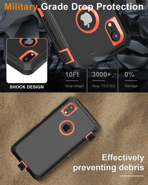 iPhone XR Case - Rugged 3-in-1 Full Body Protection, Heavy Duty Military Grade, Kickstand Holster & 2 Screen Protectors