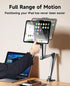 YICOSUN 360 Tablet Arm Mount with Super Grip, Adjustable Foldable Holder & Heavy Duty Aluminum Rotating Clamp for iPad