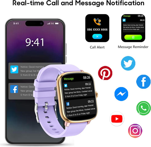 Popglory Smart Watch, 1.69'' Fitness Watch for Men Women, Heart Rate, Blood Pressure, Blood Oxygen, Sleep Monitor, 110
