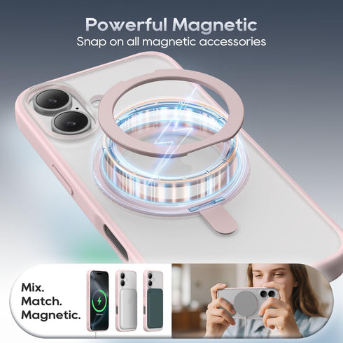 Niunisi 17 6.3-Inch 360 6.3" 2025, for iPhone Case with Magnetic Ring Stand Compatible with MagSafe Frosted Matte
