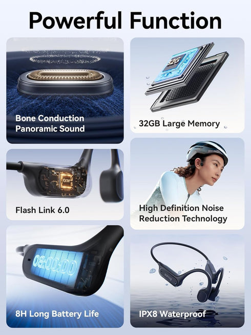B33S 6.0, IPX8 SwimmingHeadphones 32GB MP3 40H Sanag Bone Conduction Headphones Bluetooth Waterproof with Player